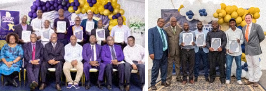 crs-bakers-inn_08 (Left): Southern Region Long Service Awards (10 years)
Standing in the back row from left to right:
Nancy Twala, Tapiwa Guyo, Tapiwa Mphahliwa, Gift Gukuta, Juma
Mphande, Standford Mumbire, Peter Gukuta and Joseph Deremete
